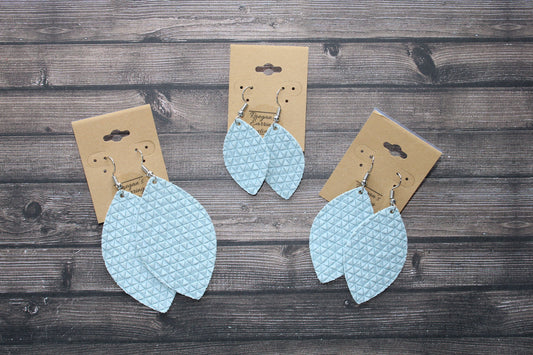 Sky Blue Triangle Textured Football-Shaped Earrings