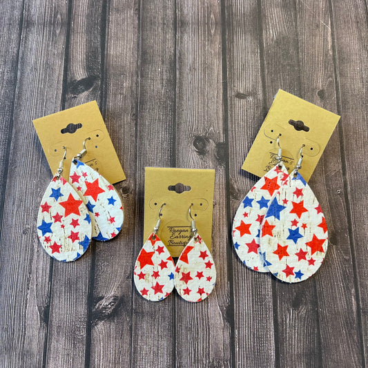 Chunky Stars Patriotic Cork Teardrops