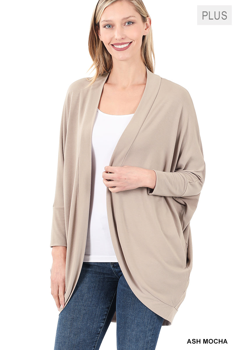 3/4 Sleeve Wrap Cardigan -- Ash Mocha