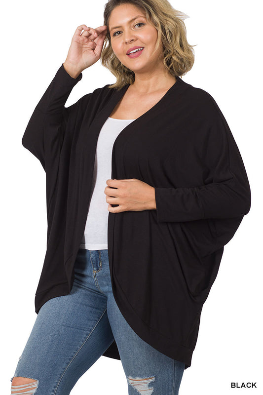 3/4 Sleeve Wrap Cardigan -- Black