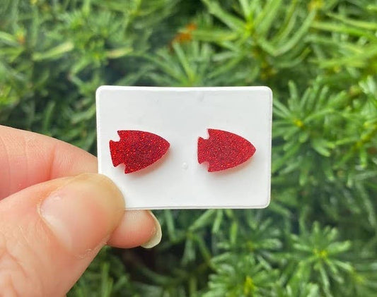 Red Arrowhead KC Kansas City Chiefs Acrylic Stud Earring