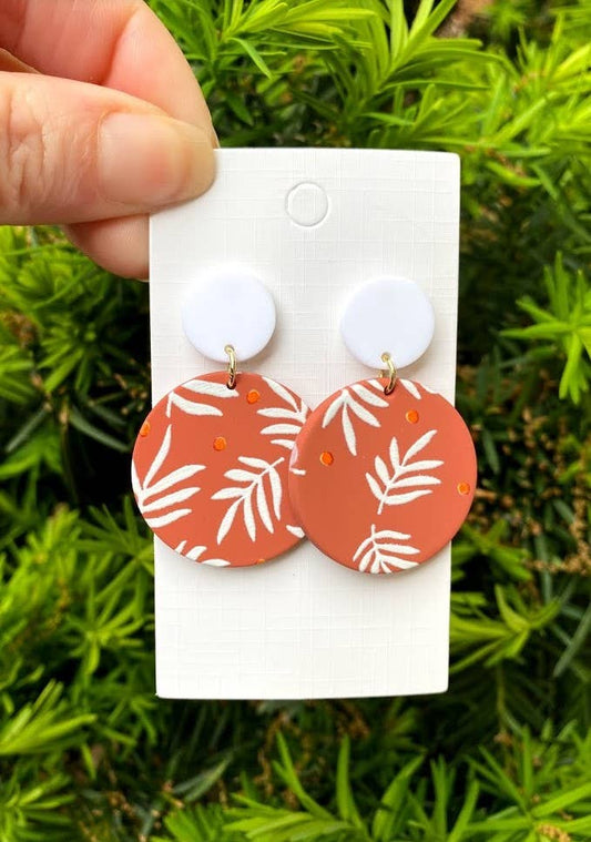 Rust Leaf Disc Acrylic Earrings