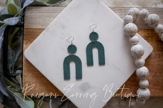 Rainbow-Shaped Earrings: Dark Teal Textured