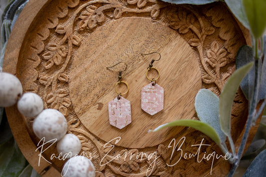 Hexagon Cork Earrings: Rustic Blush