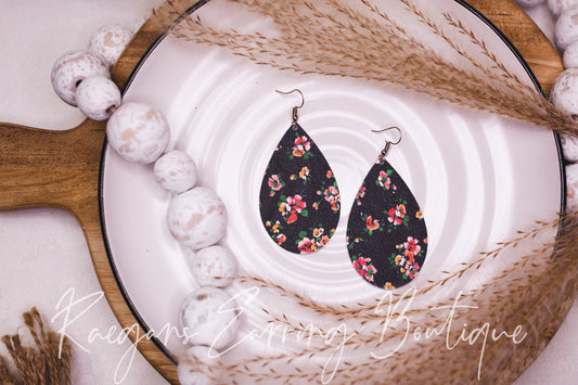 Black and Floral Teardrops