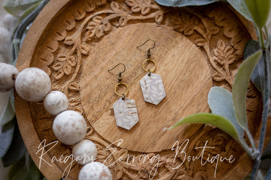 Hexagon Cork Earrings: Cream Folige