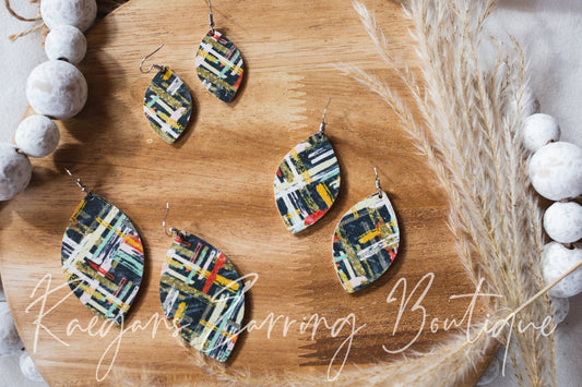 Multi-Colored Football-Shaped Cork Earrings