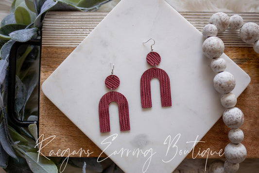 Rainbow-Shaped Earrings: Maroon Palm