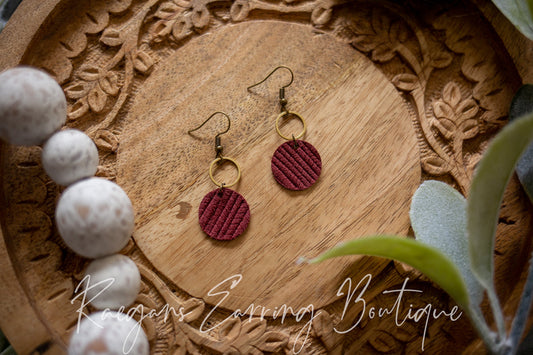 Small Stacked Circle Dangles — Maroon Palm